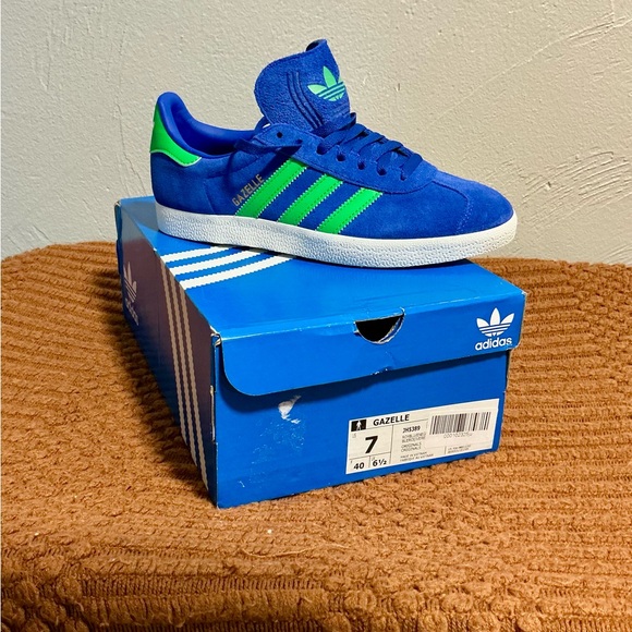 Adidas Gazelle Royal Blue with Neon Green Stripes